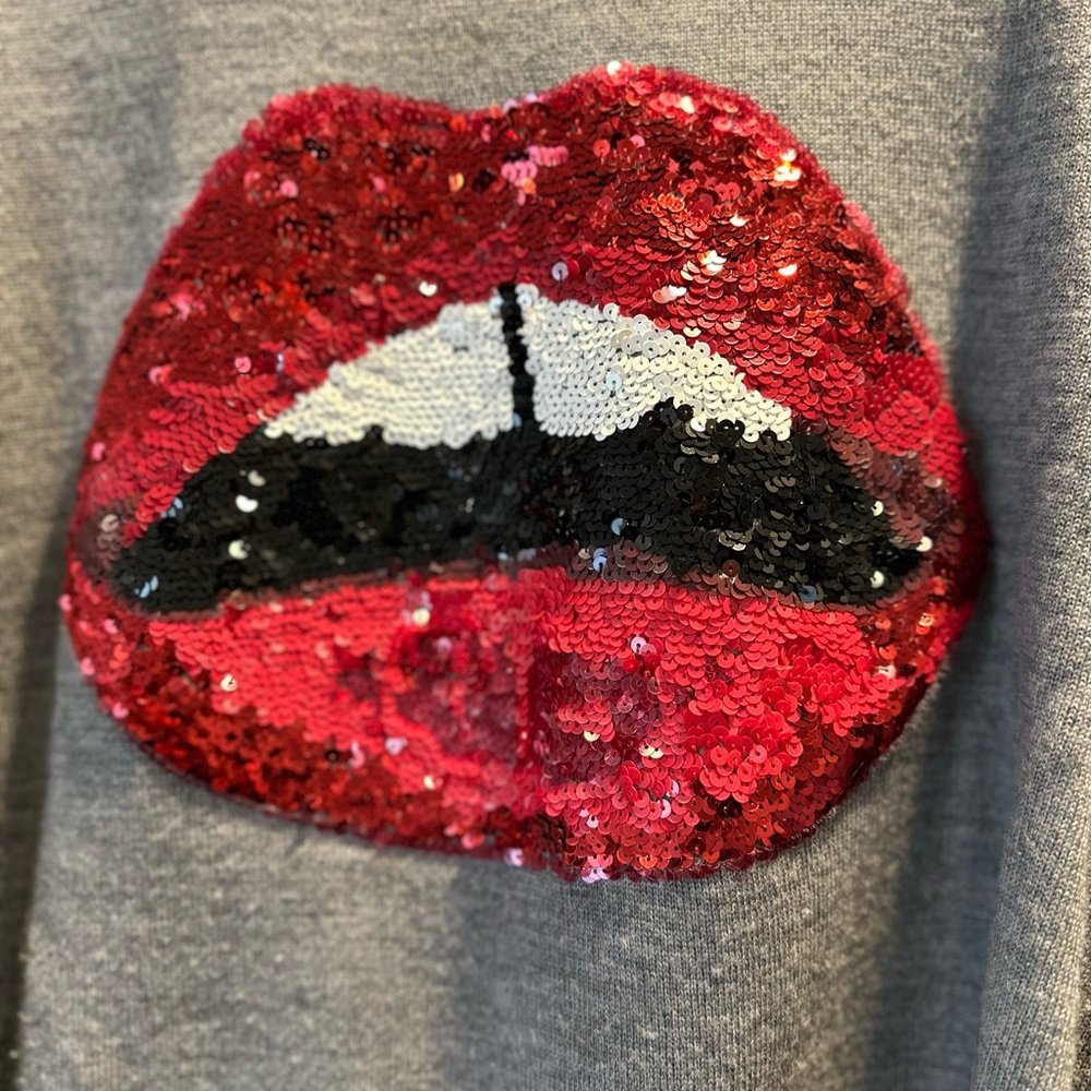Markus Lupfer sequin lip embellished wool high low sweater. Size Small
